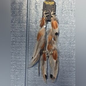 New! Long Earrings Charm, Leather, Feather, Chain Native Handcrafted Jewelry